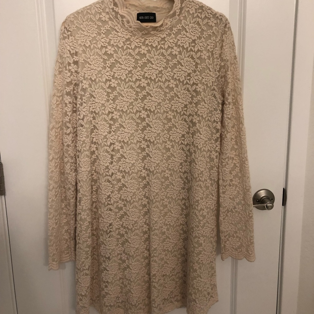 Mock Neck Lace Dress
